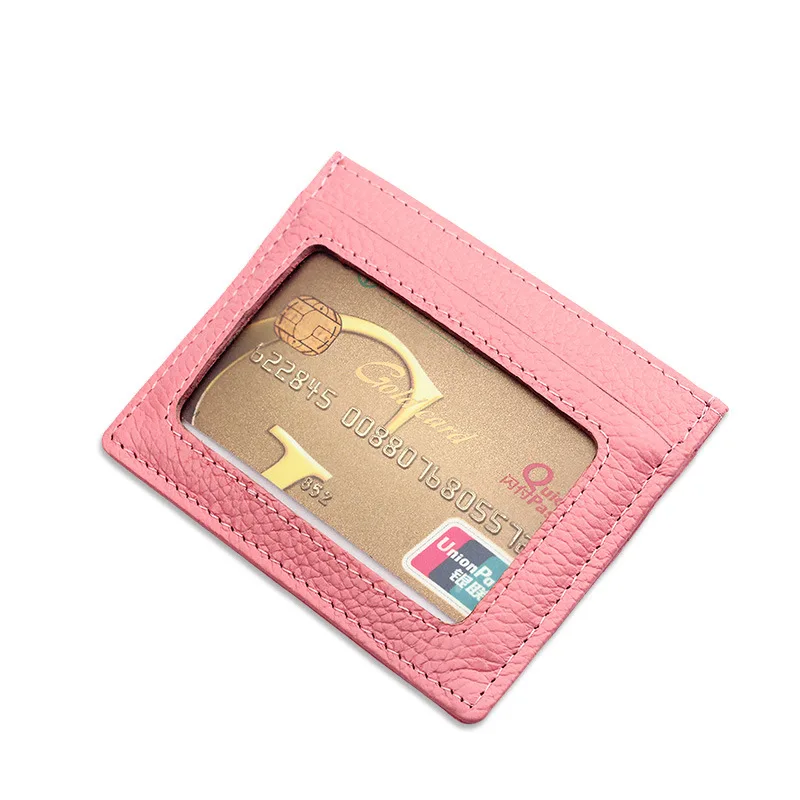2021 Mens Genuine Leather Wallet Women Custom Credit Rfid Card Holder Ultra-thin Multi-color Card Holder Bag In Stock