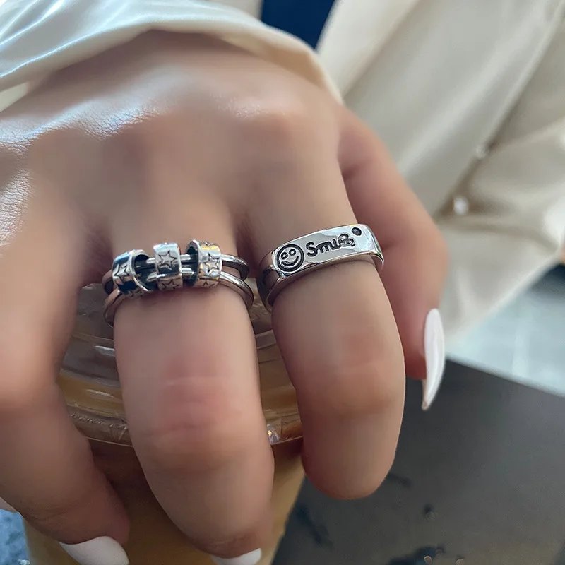 

Креативные геометрические винтажные дизайнерские металлические кольца для женщин и мужчин, регулируемое Открытое кольцо в стиле панк, хип-...