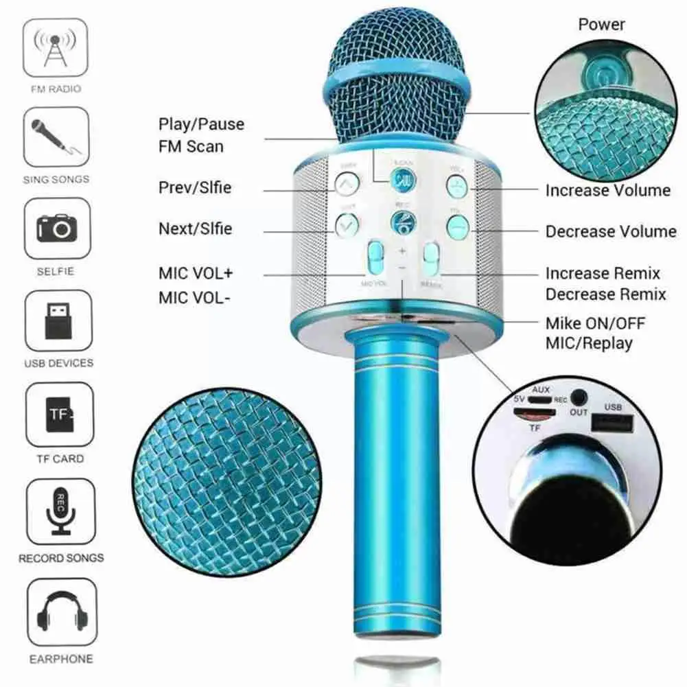 WS858 мобильный телефон беспроводной Bluetooth 4 0 микрофон ручной динамик караоке