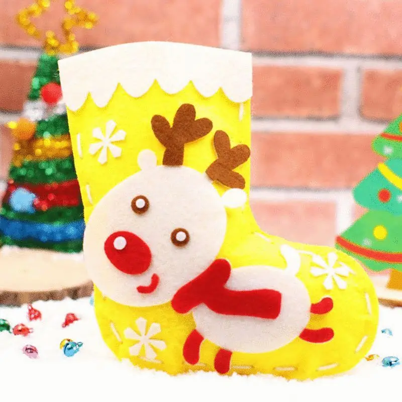 4 Styles of Craft Kits Christmas Socks Needle Felting Cute Santa Claus's Present Gift Felt Animals Material Package | Дом и сад
