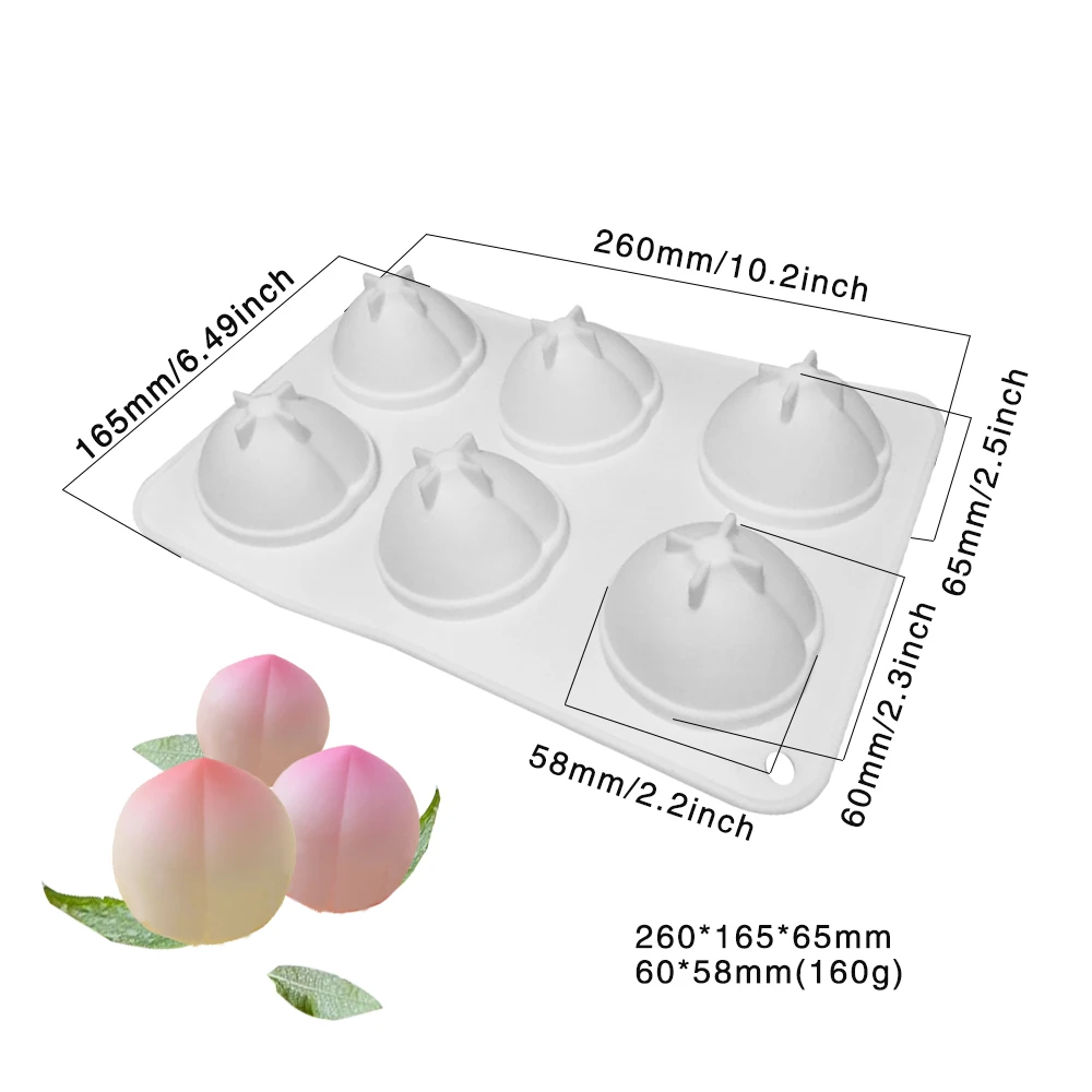 3D Peach Shape Cake Decorating Molds 6 shape Mousse Pudding Chocolate Ice Moulds soap candle resin clay bakeware kitchen tools | Дом и сад