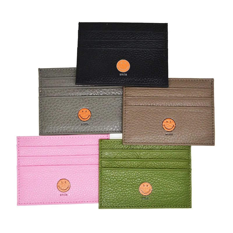 Держатель для карт Smile Face из натуральной бычьей кожи визитница карамельных