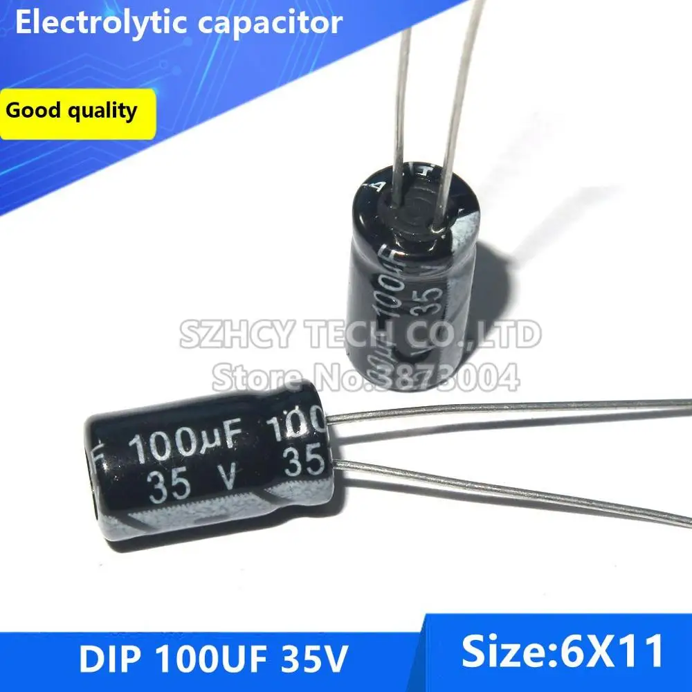 100pcs DIP 100UF 35V 611 Electrolytic capacitor