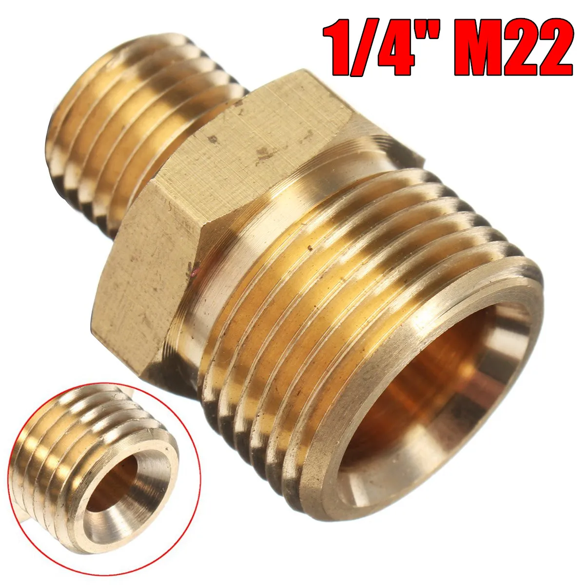 

1Pcs M22 Male to 1/4" Male Adapter Brass Pressure Washer Hose Quick Connect Coupling Threaded Connector Spray Machine Fittings