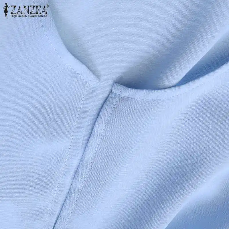 

Elegant Shirts Women ZANZEA 2021 Spring High Low Top Casual Solid 3/4 Sleeve Lapel Collar Tunic Ladies Loose Blusa Plus Size 5XL