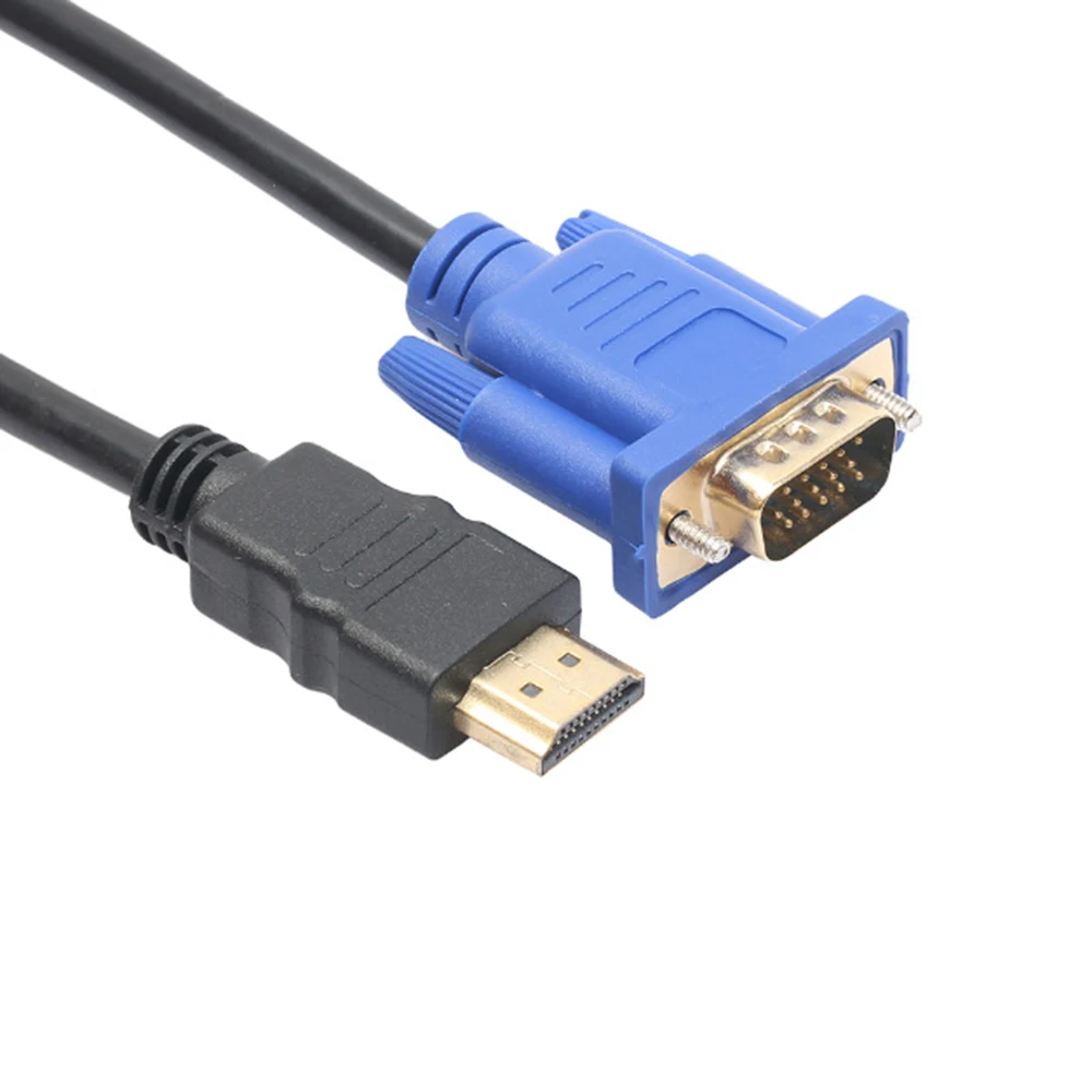 

5FT 1.8M HDMI-compatible Cable Gold Male To VGA HD-15 Male 15Pin Adapter Converter 1080P HD Splitter Switch For PC HDTV Monitor