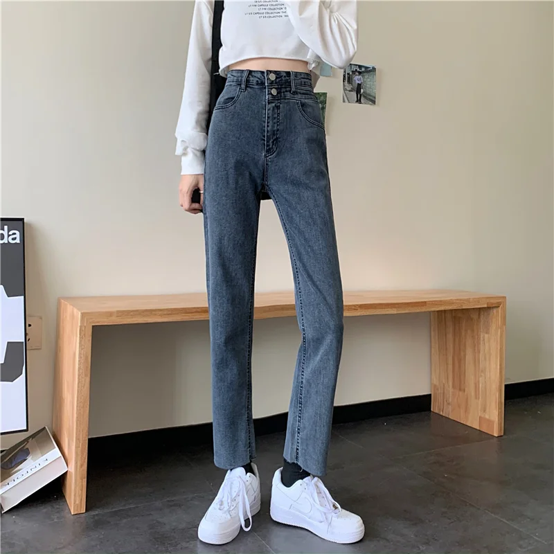 

Jeans Women's 2021 New Small Clothes with High Loose Straight Pants Wide Leg Long Pants
