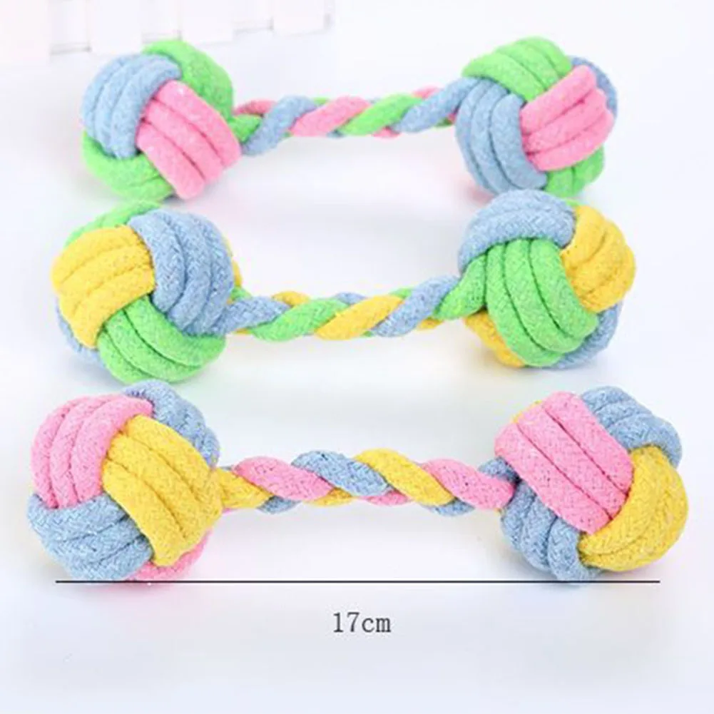 Собака Щенок двойной узел из хлопчатобумажной веревки жевать Плетеный Кость для