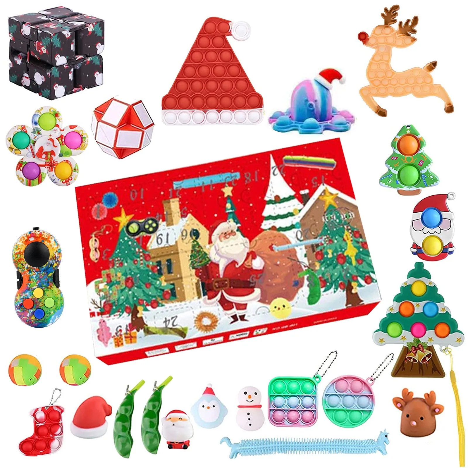 

New Fidget Toy Advent Calender Anti Stress Set Children Stress Relief Christmas Fidget Pack Adult Sensory Squishy Gifts Dropship