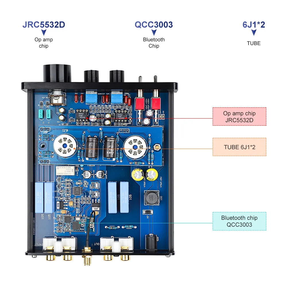 

AIYIMA Bluetooth 5.0 HiFi 6J1 Vacuum Tube Preamp Amplifier Stereo Preamplifier With Treble Bass Control For Home Sound Theater