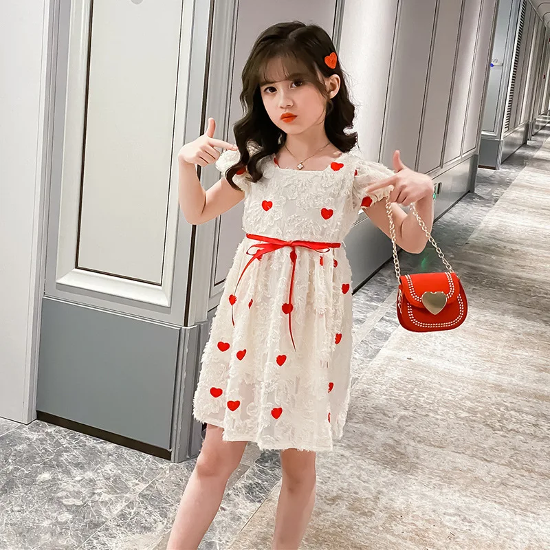 

Floral Dress For Girls 2020 Summer Girls Dress Love Kids Dresses White Children's Dress Teenage Girls Clothes 4 6 8 10 12 Years