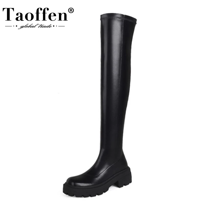 

Женские ботфорты на платформе Taoffen, зимние сапоги размеров 34-40, на высоком каблуке, 2021