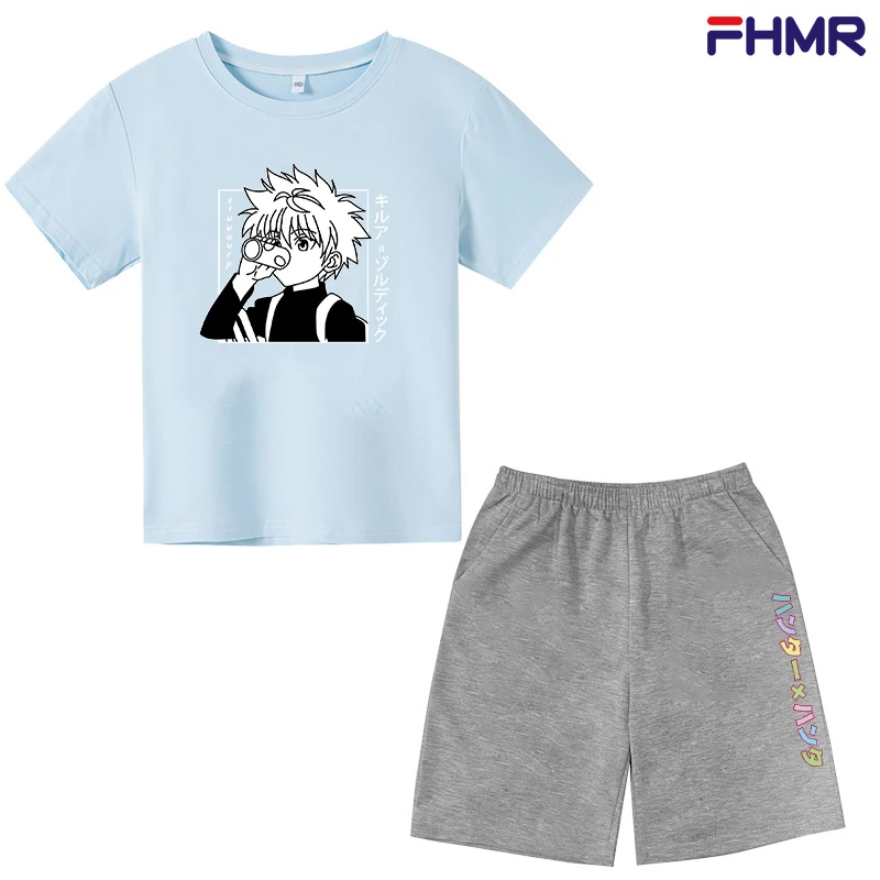 

Summer Suit Boys' Clothing Children's Cotton Cartoon Anime Printed T-shirt Trousers Two-piece Suit Sleeve Length(cm) Tops Type