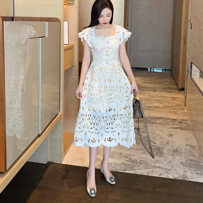 

Temperament lace dress summer 2021 new women's clothing red holiday women's dress