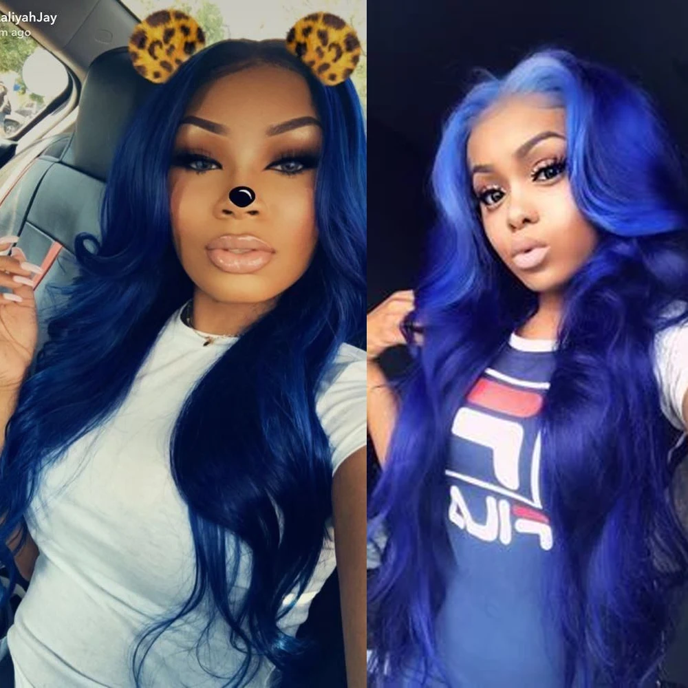 Сапфировый синий цвет бразильские волнистые натуральные кудрявые пучки волос Remy