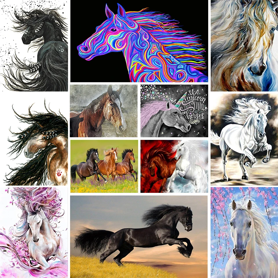 

5D DIY Animal "horse" Picture Diamond Painting Diamond Mosaic Cross Stitch Kit Full Brick Embroidery Home Decoration