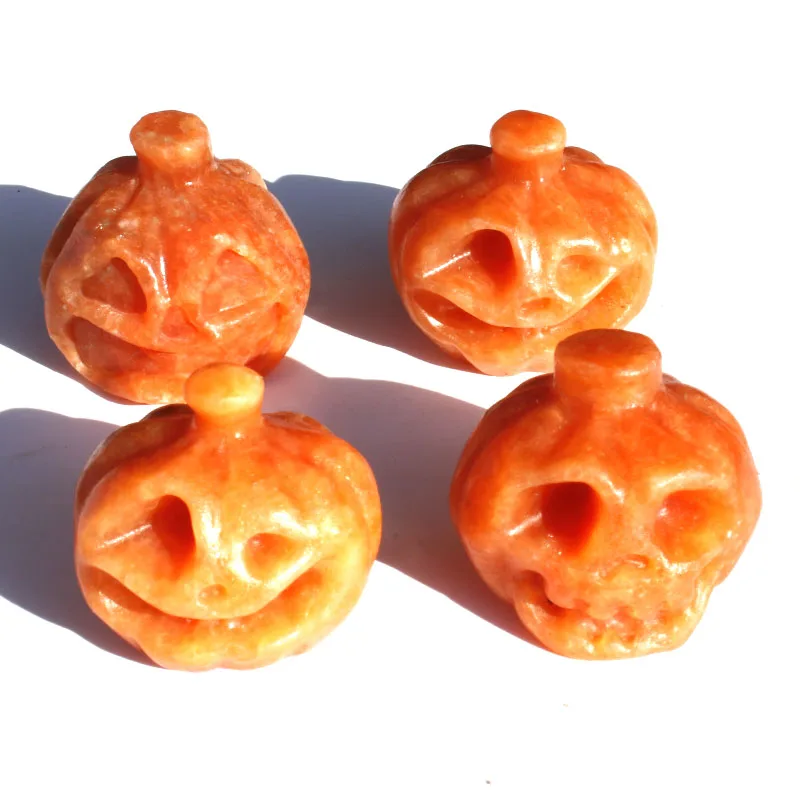

1 Pcs Hand Carved Natural Sun Stone Pumpkin For Home Ornament