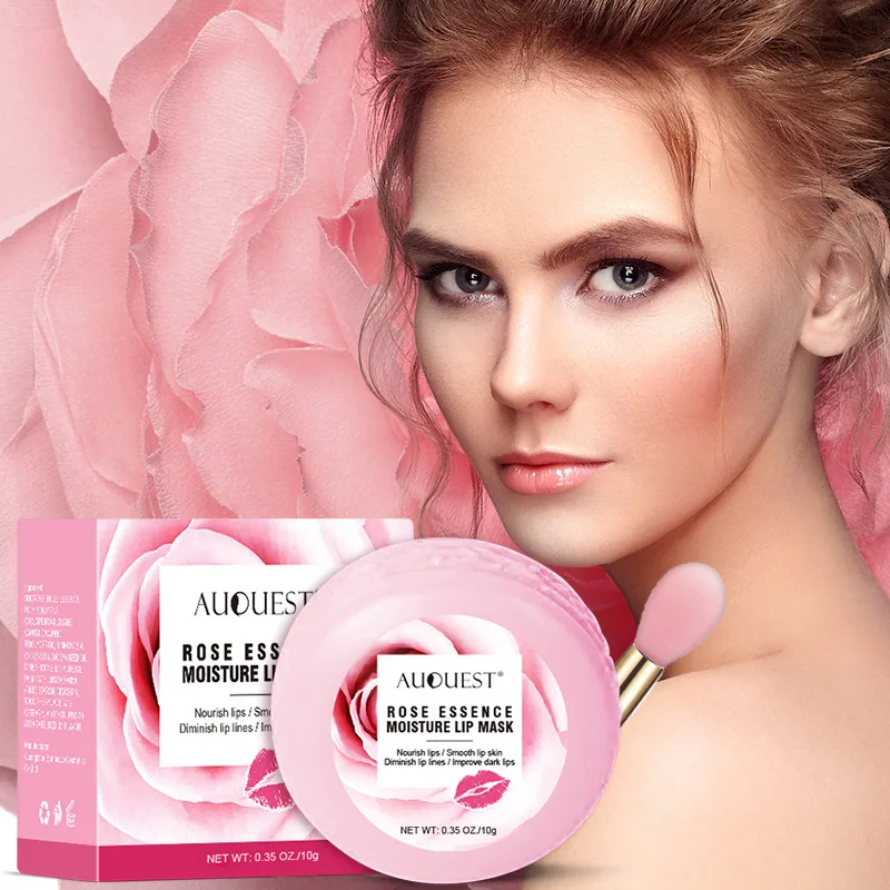 

Rose sleep hydrating lip mask repairs lip wrinkles dead skin care rose essential oil lip mask lip scrub beauty products