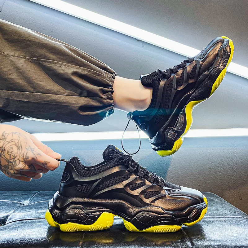 

New spring men's shoes trend versatile Xiaobai leisure heightening youth sports net red daddy shoes fashionable shoes grid