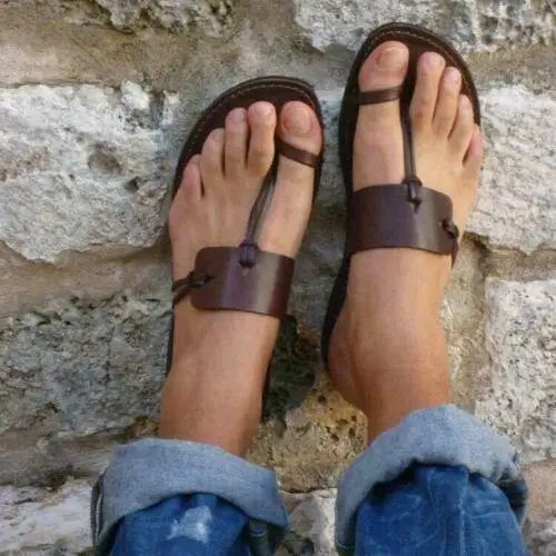 

Womens Beach Leather Leisure Toe Ring Slippers Flip Flops Shoes Slip On Slides C106