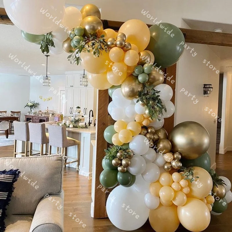 

Balloons Garland Arch Kit Gold Chrome DIY Bean Green Apricot Latex Ballons Wedding Decoration Kids Toys Birthday Party Supplies