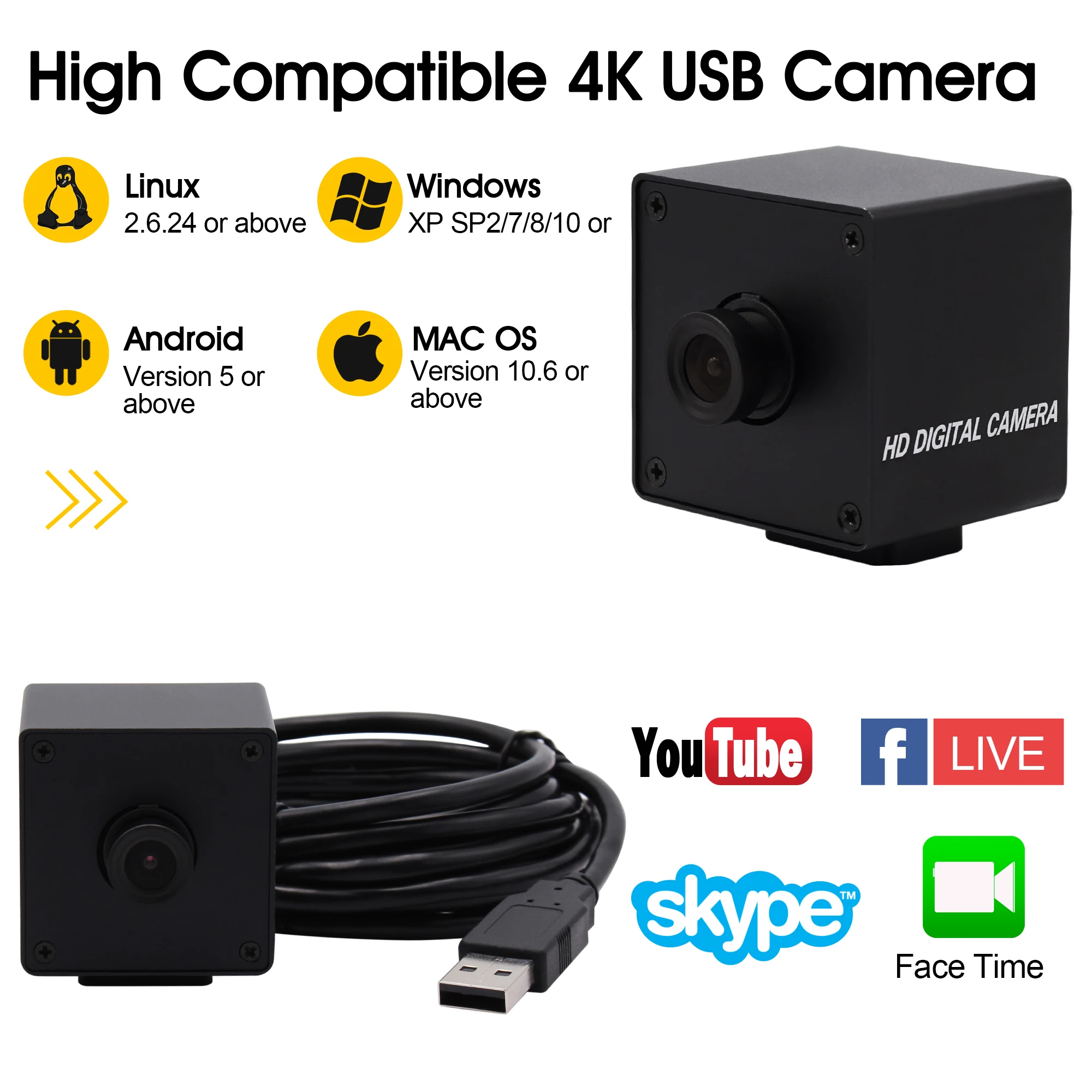 MJPEG 30fps 3840x2160 4K USB веб камера видеонаблюдения CMOS Sony IMX317 с мини Чехол|Камеры