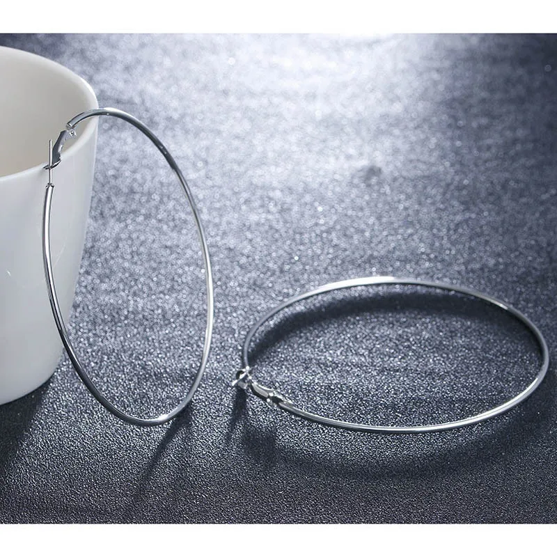 Fashion 80mm Large Round Earrings Gold Silver Color Exaggerated Circle Modern Women Popular Jewelry | Украшения и аксессуары