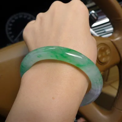 

Zheru Jewelry Natural Burmese Jadeite Light Green 54-64mm Bracelet Elegant Princess Jewelry Best Gift for Mom and Girlfriend
