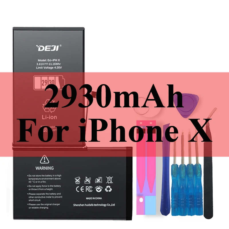 2930mAh For iPhone X Deji Аккумулятор для Apple iPhone 5S SE 6 6s 7 4s 5 8 X SE 6Plus 6sPlus 8Plus Plus iPhone7 1430mAh-3410mAh сменный литий-полимерный батарея+бесплатный инструмент для Apple iPhone 5s SE 6 6s 7 Мобильный телефон батарея - Цвет: 2930mAh For iPhone X