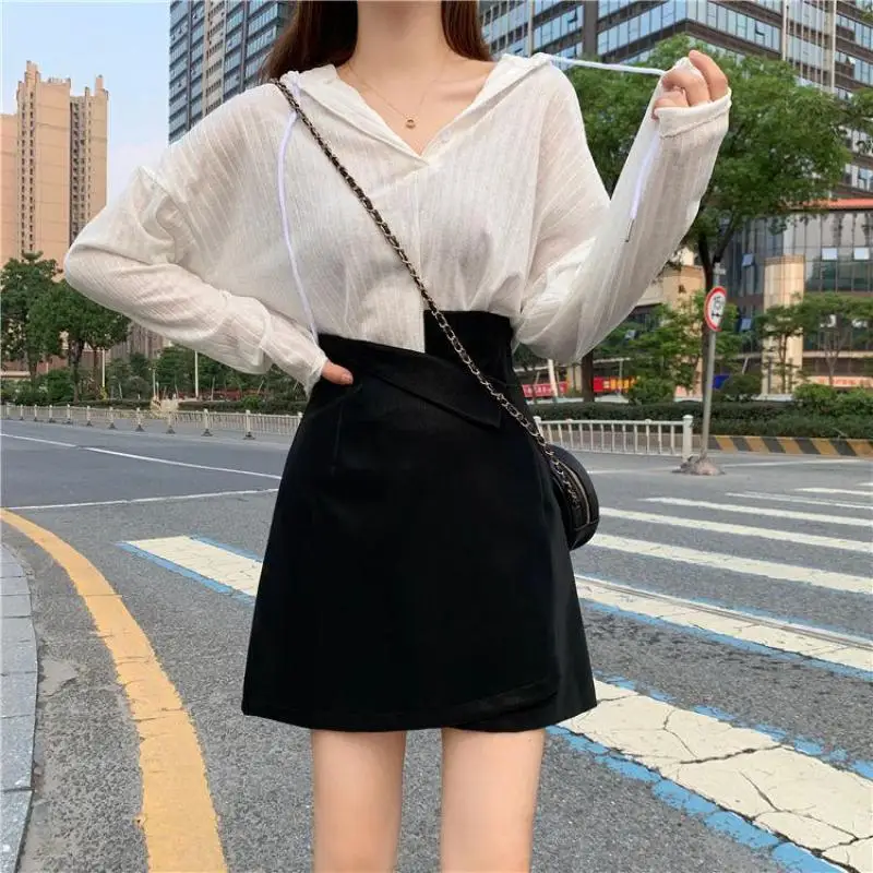 

Autumn & Winter New Simple Red High Waist Thin Irregular Temperament All-match Women A-line Pu Leather Short Skirt Free Shipping