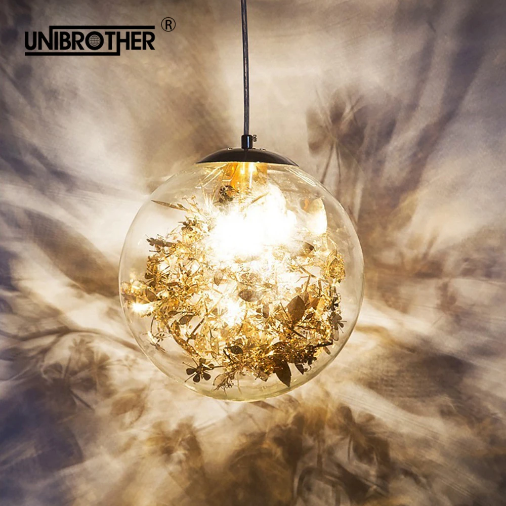 Подвесные светильники E27 в скандинавском стиле Золотой и Серебряный цветок