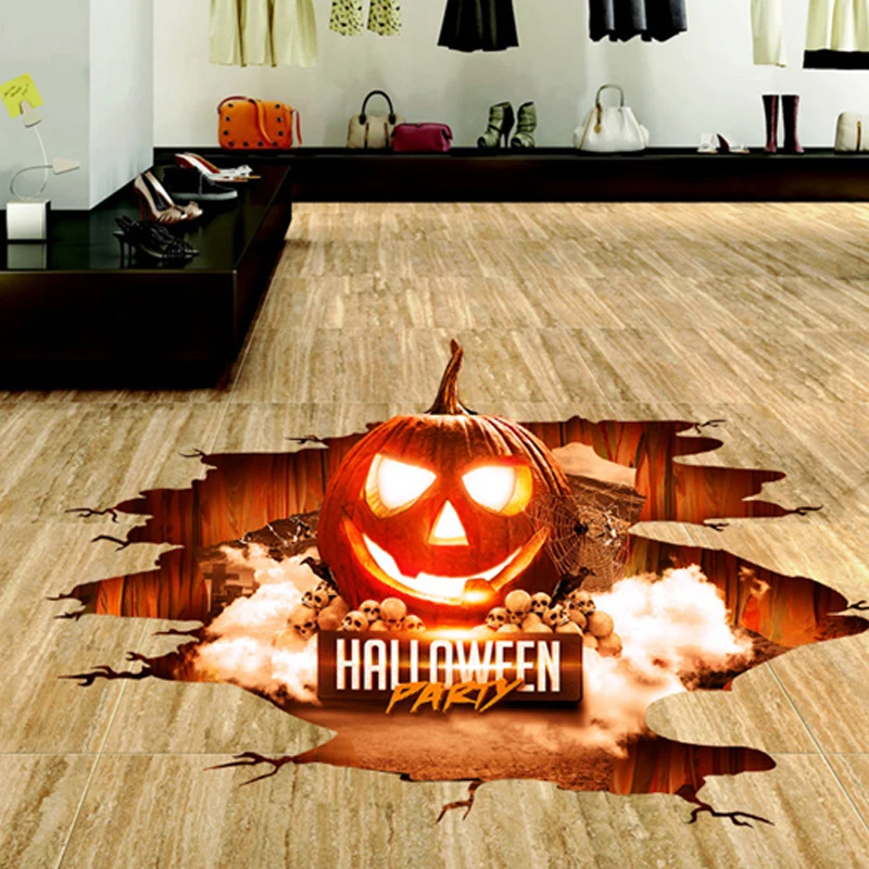 

Реквизит для Хэллоуина, тыква, 3D Наклейка на стену, наклейка на пол, страшное настенное украшение, наклейки на стену