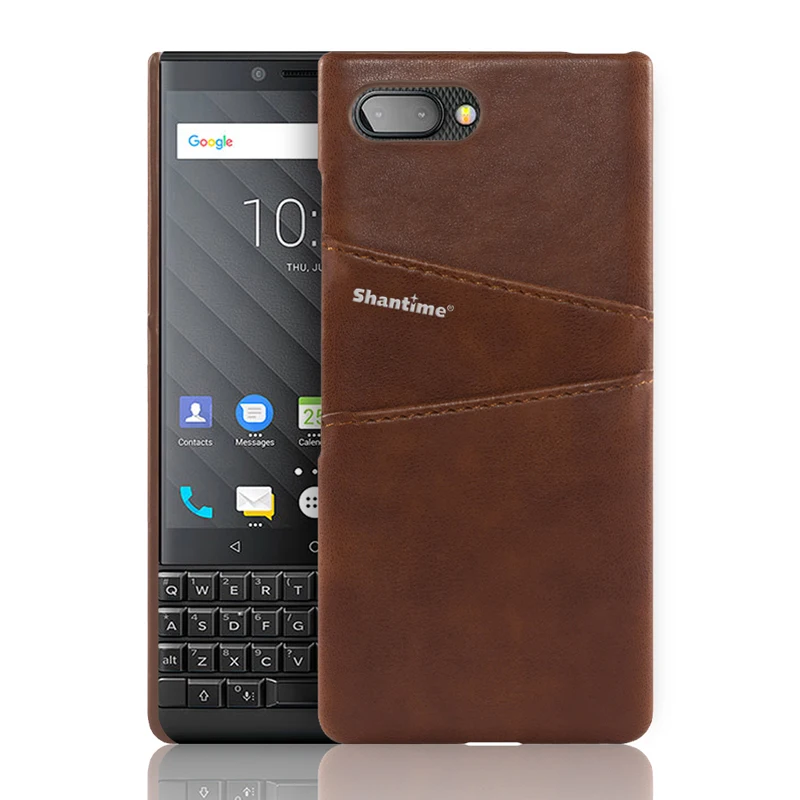 Роскошная Обложка на заднюю панель из искусственной кожи для BlackBerry Key2, чехол в деловом стиле для BlackBerry Key2 LE, кошелек, отделения для карт, чехол для телефона - Цвет: BROWN