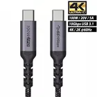 2 м USB C 10 Гбитс кабель 100 Вт USB 3,1 Gen2 Type-C 5A E-Mark Быстрая зарядка нейлоновый плетеный шнур для MacBook Pro iPad