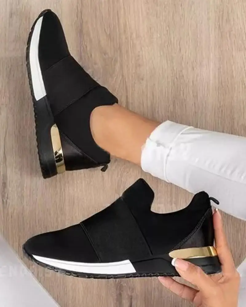 

Кроссовки женские сетчатые, Вулканизированная подошва, без шнуровки, вязаные, однотонные, Спортивная повседневная обувь, 89