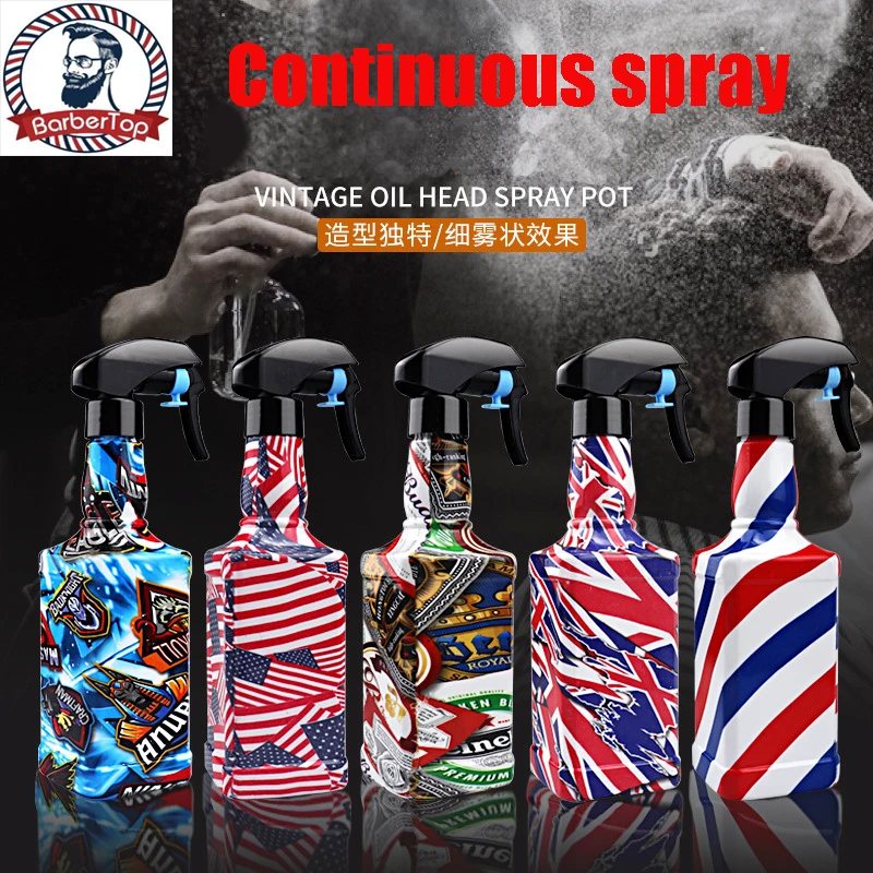 

500ML Large-Capacity Retro Hairdressing Spray Bottle Alcohol Disinfection Bottle Continuous Fine Mist Air Pressure Water Bottle