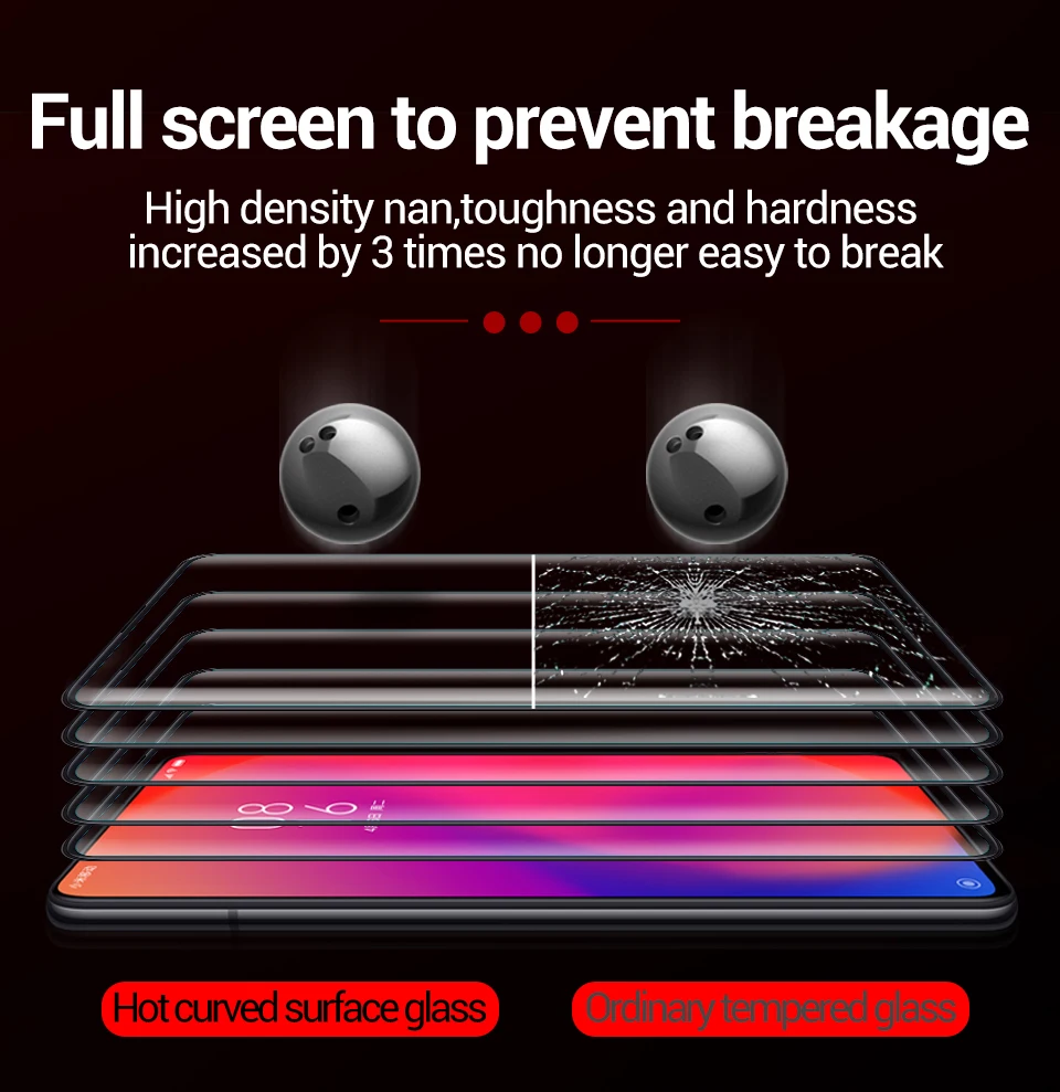 Закаленное стекло для XiaoMi K20 PRO GO RedMi S2 Note 7 Pro 7A 6 6A Global Pocophone F1 изогнутое с полным