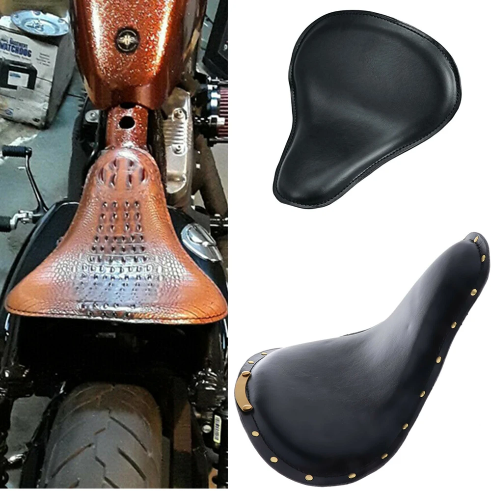 

Мотоцикл Универсальный черный/коричневый 13,6 "Solo сиденье водителя и 3" пружины кронштейн крепление для Harley Softail Chopper Bobber