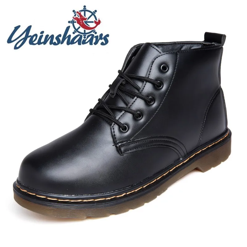 Популярная мужская обувь Повседневные кожаные теплые мужские Ботинки Martin с