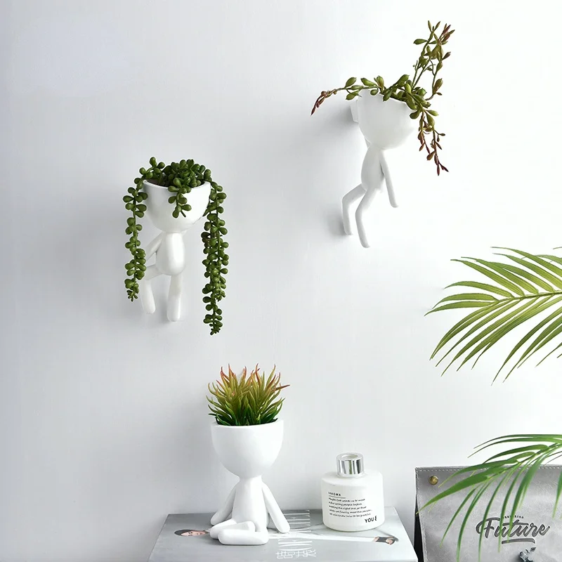 

Nordic Decoration Home Vase Abstract Sculpture Art White Wall Hanging Flower Pot Plant Pots Decorative Wall Hanging Decor