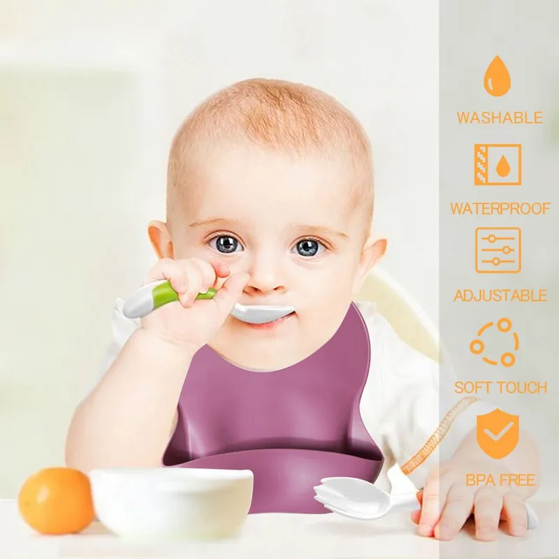 1pc Solid Silicone Bibs Baby Feeding Saliva Towel Waterproof Soft Cloths Bandana Lightweight Infant Aprons Adjustable 2020 |