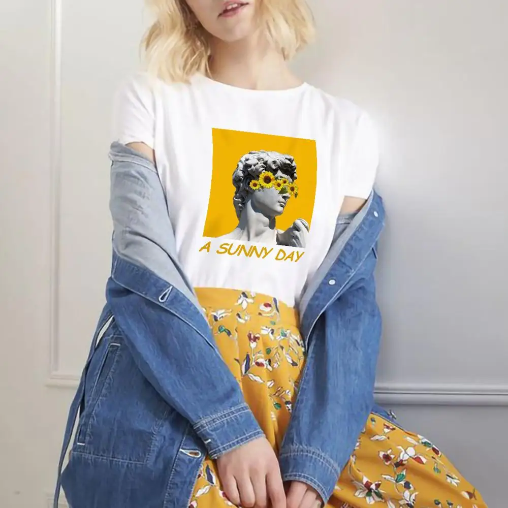 

Fashion Tshirt Women Tshirts Casual Short Sleeve O Neck T-shirt Funny Renaissance Print Tshirt 00822