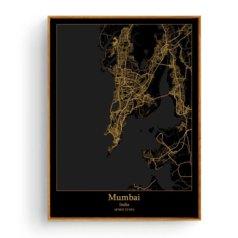 Монреаль Канада Москва Россия Мумбаи Индия Германия карта холст плакат живопись