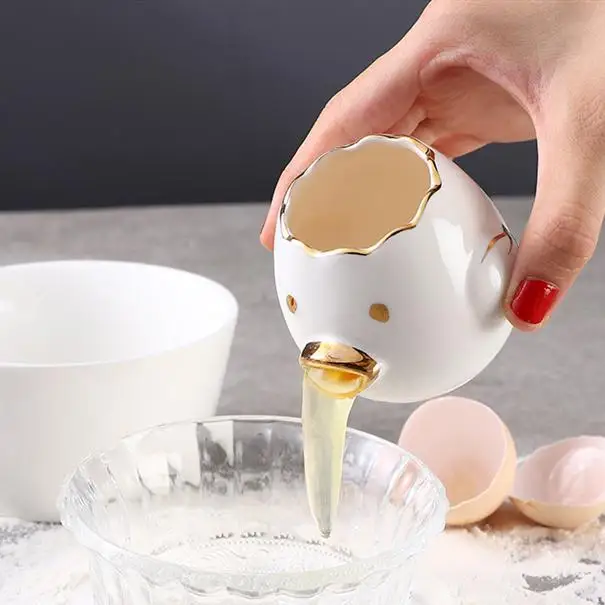 

Cartoon Chicken Egg Yolk White Separator Ceramics Ceramic Cartoon Chick Egg Separator Dining Cooking Kitchen Gadget