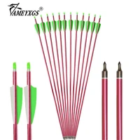 612pcs archery spine 500 aluminum arrow 31 5 id6 2 arrows shaft with rubber feathers outdoor bow hunting shooting accessories