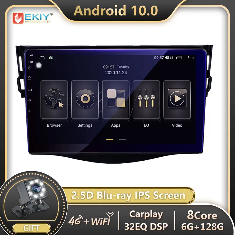 

EKIY 9''Android 10,0 автомобильный dvd-плеер для Toyota RAV4 2007 2008 2009 2010 2011 4G + 64G 2 Din 1024*600 Gps навигация Wifi Восьмиядерный