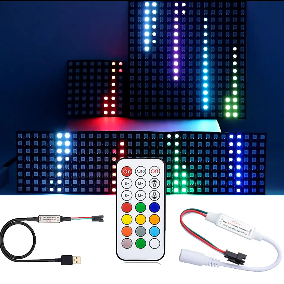 

WS2812 LED Pixel Screen Panel LED Strip Pixels Module Light WS2812B Led Strip RGB 5050 SMD Flexible Addressable DC USB 5V