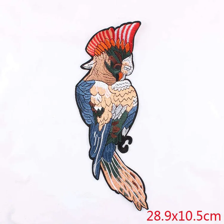 Джинсовая юбка с вышивкой в виде птиц большого размера|Заплатки| |