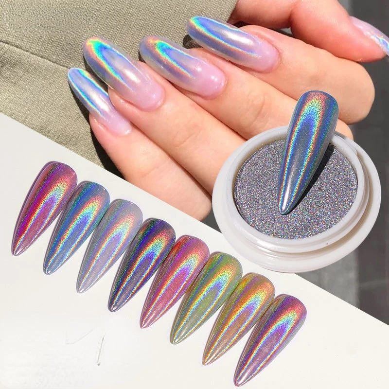 

Manicure Advanced Glitter Powder With Colorful Magic Color Mirror Pigment Dust Silver Holographic Laser Chrome Nail Decoration