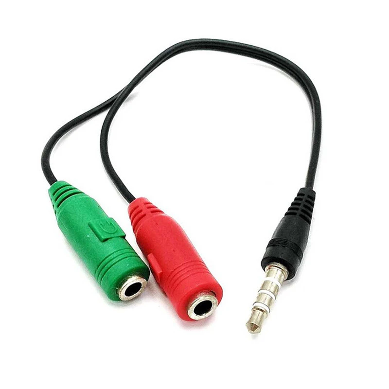 

1pcs 3.5mm Audio Stero Splitter Male to Earphone Headset + Microphone cable Adaptor for PC iPhone Cell Mobile Phone Pad